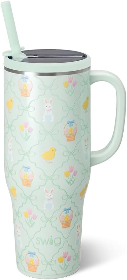 18oz Insulated Travel Mug with Handle & Lid, Lemon Meringue | Triple Insulated Stainless Steel - Handle & Lid Included - Keeps Coffee Hot or Cold - Cup Holder Friendly