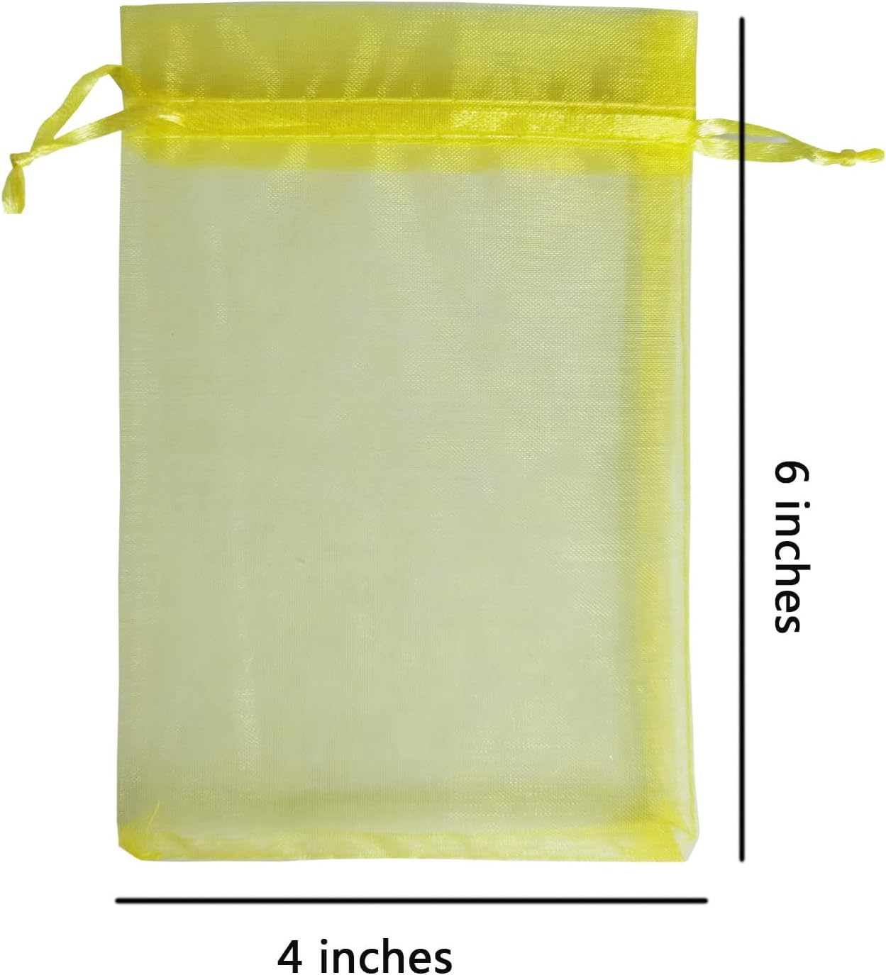 Sheer Organza Mesh Drawstring Gift Goodie Bags 100pc 4x6 Inch Yellow | Baby Shower Easter Baptism Bridal Shower Birthday Party Favors Rustic Wedding Bulk Treat Pouches for Jewelry Candy