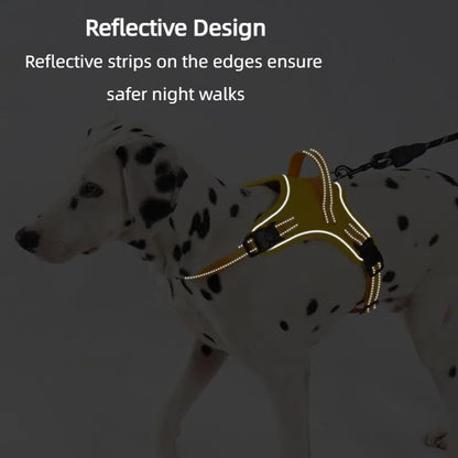 Dog Harness No Pull Adjustable Reflective Oxford for Small Medium Large Dogs Walk Training Pet Owners (Yellow, Medium)