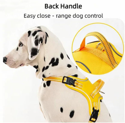 Dog Harness No Pull Adjustable Reflective Oxford for Small Medium Large Dogs Walk Training Pet Owners (Yellow, Medium)