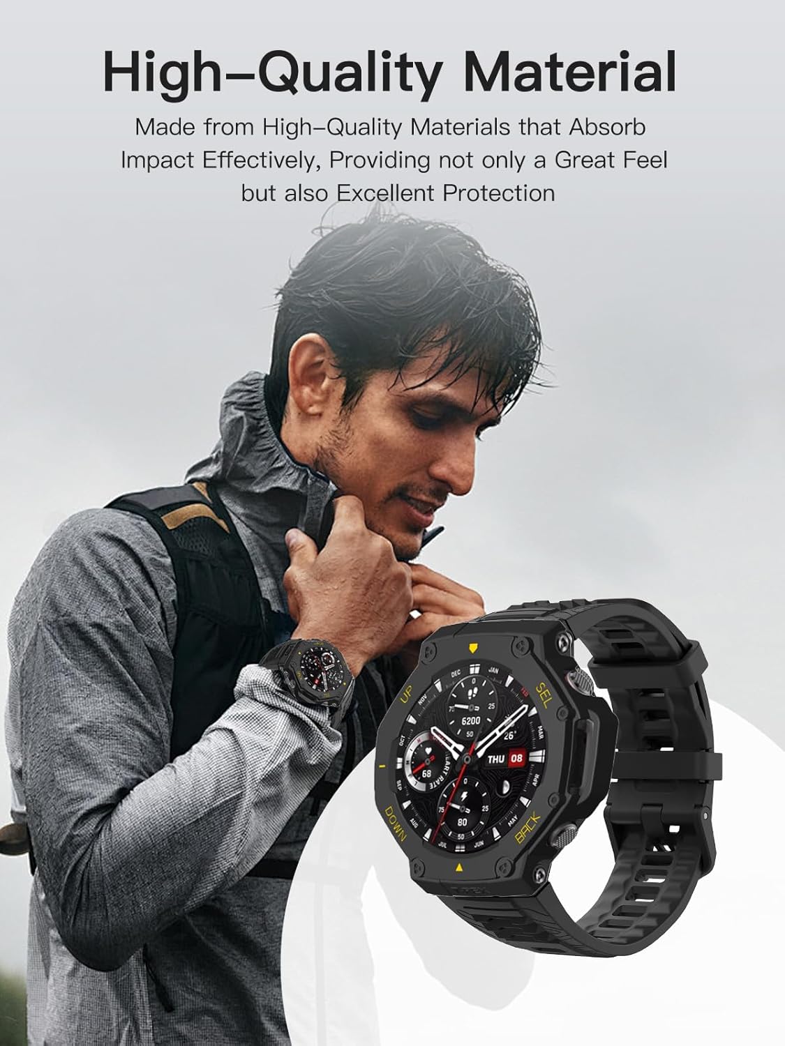 Compatible with Amazfit T-Rex 3 Pro 48mm/Amazfit T-Rex 3 Protective Case Cover, Smartwatch Protective Case Cover Durable Watch Accessories-Yellow