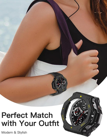Compatible with Amazfit T-Rex 3 Pro 48mm/Amazfit T-Rex 3 Protective Case Cover, Smartwatch Protective Case Cover Durable Watch Accessories-Yellow