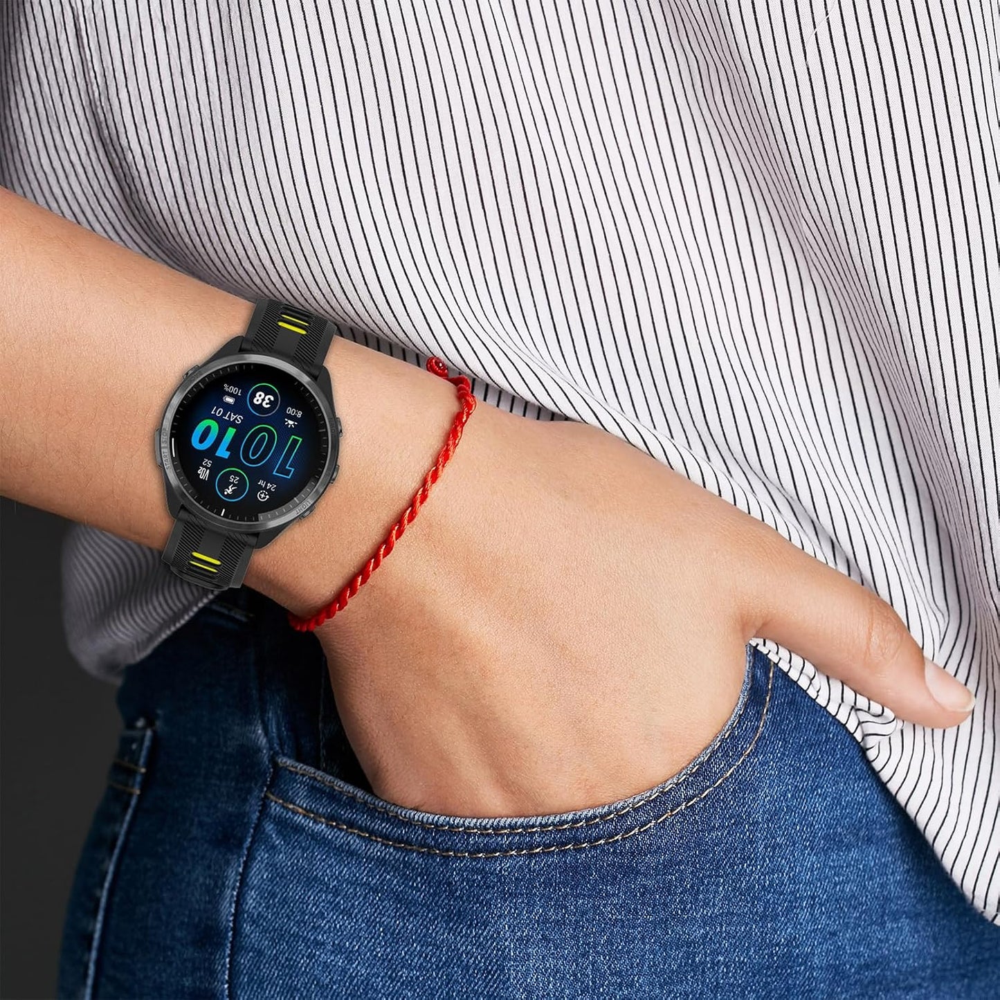 Band Compatible with Garmin Forerunner 965 Watch - Soft Silicone Replacement Watch Band Strap for 965 Smart Watch for Women Men