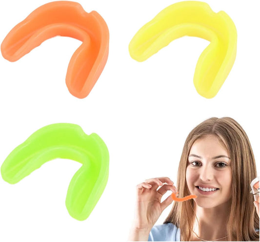 3Pcs Mouth Guard for Braces - Upper & Lower Mouth Guard for Sports - Youth & Adult Soft Mouthguard - Teeth Protection for Football, Jujitsu, Karate (Green, Yellow, Orange)