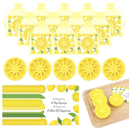Set of 50 Lemon Soap Mini Bridal Shower Favors,Lemon Shaped Soap Big Squeeze Wedding Gifts with Card and Yellow Bag Lemon Soap Gift for Guest Bridal Party Decorations Baby Shower Favors,with Fine foam