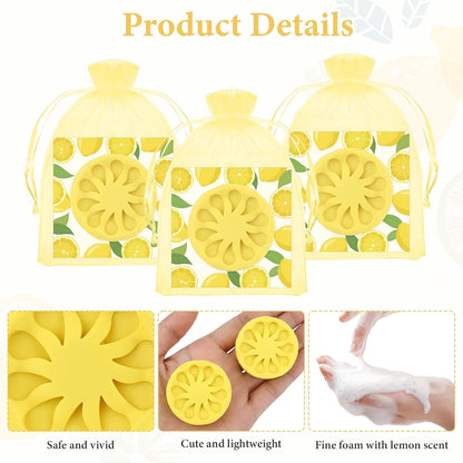 Set of 50 Lemon Soap Mini Bridal Shower Favors,Lemon Shaped Soap Big Squeeze Wedding Gifts with Card and Yellow Bag Lemon Soap Gift for Guest Bridal Party Decorations Baby Shower Favors,with Fine foam