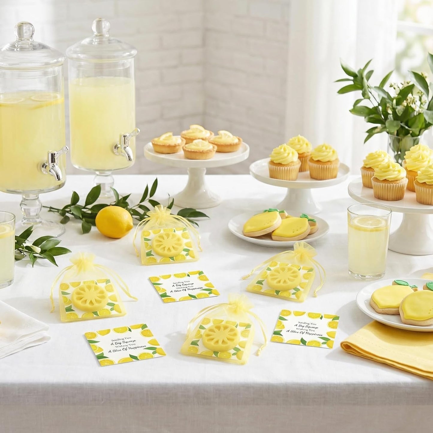 Set of 50 Lemon Soap Mini Bridal Shower Favors,Lemon Shaped Soap Big Squeeze Wedding Gifts with Card and Yellow Bag Lemon Soap Gift for Guest Bridal Party Decorations Baby Shower Favors,with Fine foam