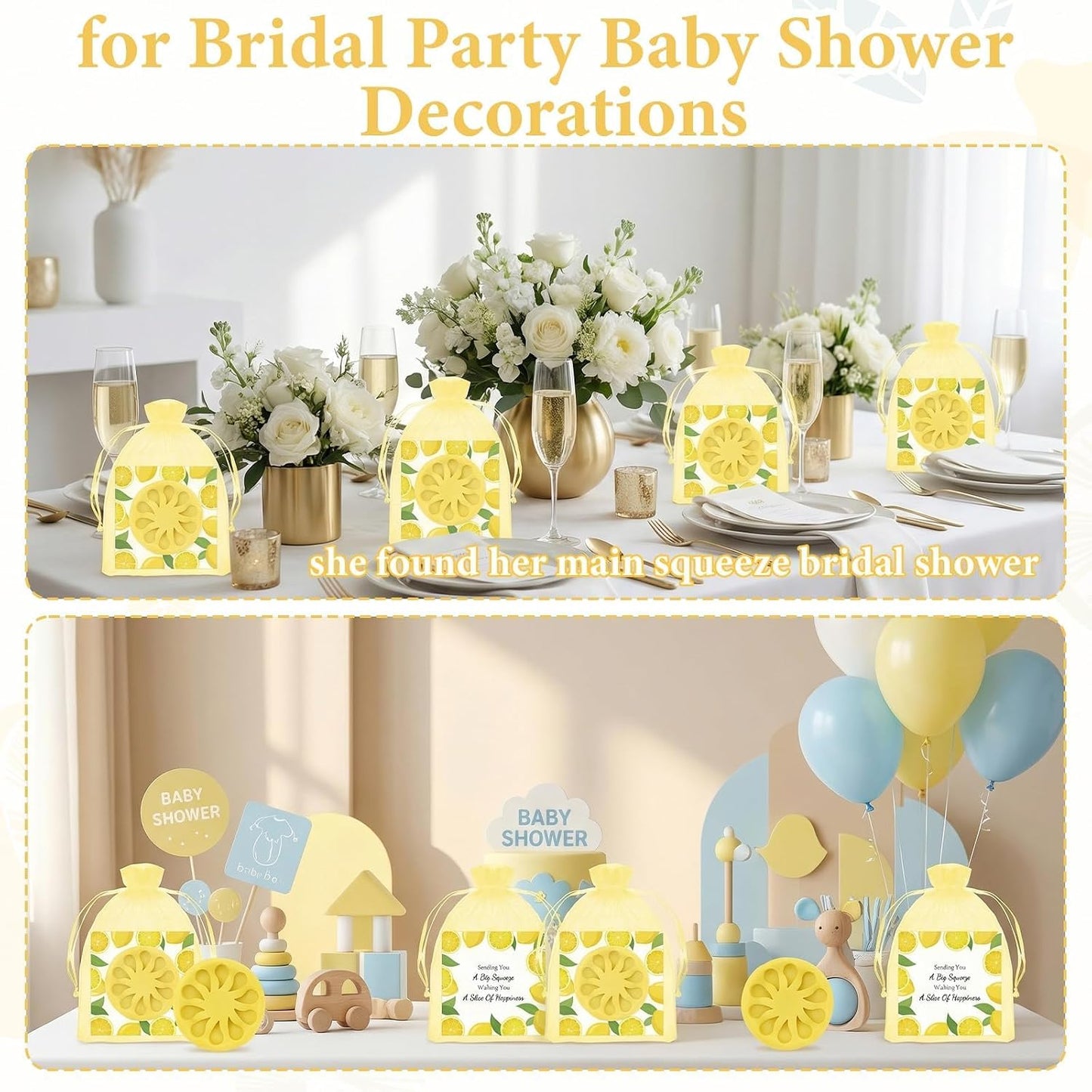 Set of 50 Lemon Soap Mini Bridal Shower Favors,Lemon Shaped Soap Big Squeeze Wedding Gifts with Card and Yellow Bag Lemon Soap Gift for Guest Bridal Party Decorations Baby Shower Favors,with Fine foam
