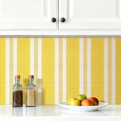 Yellow Striped Wallpaper Peel and Stick White Gold Stripe Wallpaper Self Adhesive Polka Dot Vinyl Stripes Bright Yellow Stripe Contact Paper for Drawers Walls Bathroom Removable 17.5x80