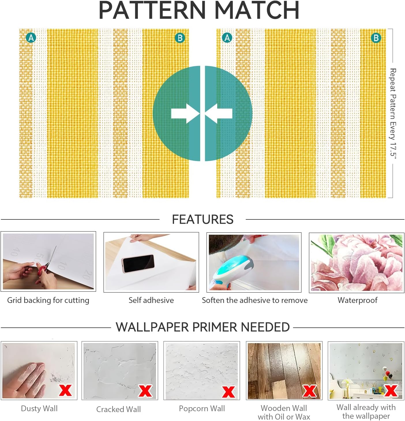 Yellow Striped Wallpaper Peel and Stick White Gold Stripe Wallpaper Self Adhesive Polka Dot Vinyl Stripes Bright Yellow Stripe Contact Paper for Drawers Walls Bathroom Removable 17.5x80