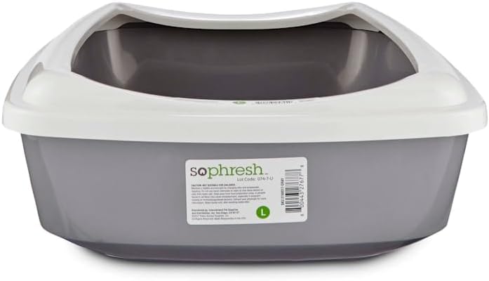 So Phresh Open Cat Litter Box Grey Large 19.5" L X 14.8" W X 4.3" H