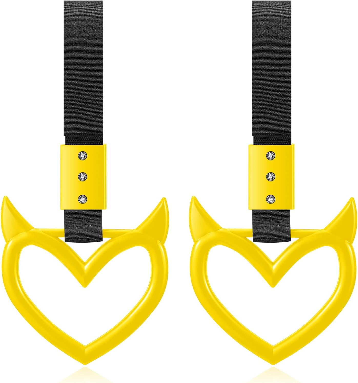 2 Pieces Heart Handle Keychains Car Accessory Heart Hand Strap Drift Charm for Car Interior Exterior Decoration(Yellow,Devil Style)