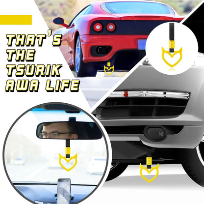 2 Pieces Heart Handle Keychains Car Accessory Heart Hand Strap Drift Charm for Car Interior Exterior Decoration(Yellow,Devil Style)