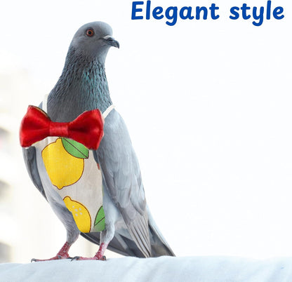 Pigeon Diaper Harness and Bird Leash Set, Birds Diapers for Pigeons and Leash Pigeon Harnesses, Diapers for Birds Cockatiel Parrot Parakeet, Macaw Harness and Leashes Pants (L-Yellow Lemon)