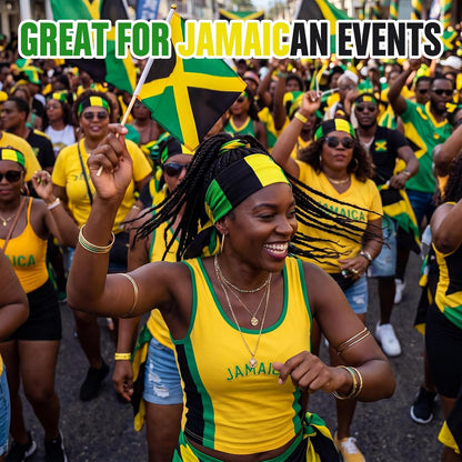 4 Pack Jamaican Flag Wide Headbands for Women, Black Green Gold Elastic Turban Hair Wrap, Jamaica Independence Day Reggae Rasta Hair Accessories Party Favors Gifts(Rasta,Green Yellow Black)