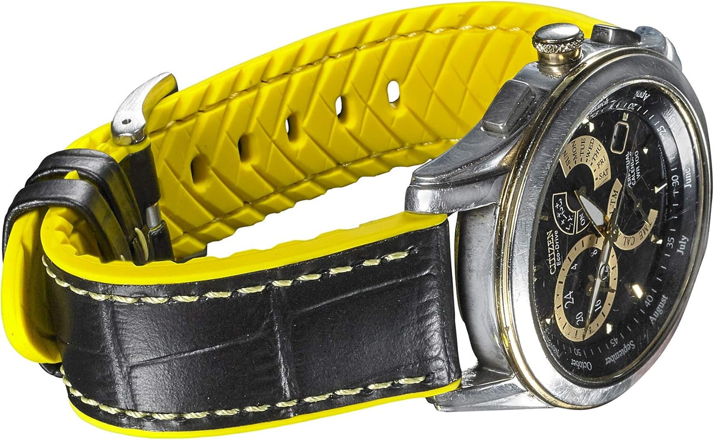 Alpine Genuine Alligator Grain Leather Watch Band with Silicone Waterproof Lining | Quick Release Watch Band | Compatible with Traditional & Smart Watches