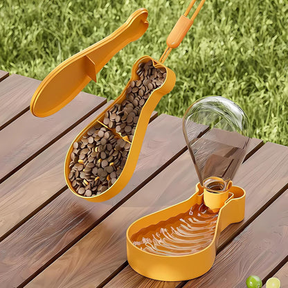Portable Travel Dog Bowl Dog Water Bottle Walking Accessories for Small Dogs and Cats - Pet Water Bottle and Bowl Set. Dishwasher Compatible (Yellow)