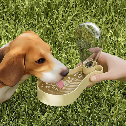Portable Travel Dog Bowl Dog Water Bottle Walking Accessories for Small Dogs and Cats - Pet Water Bottle and Bowl Set. Dishwasher Compatible (Yellow)