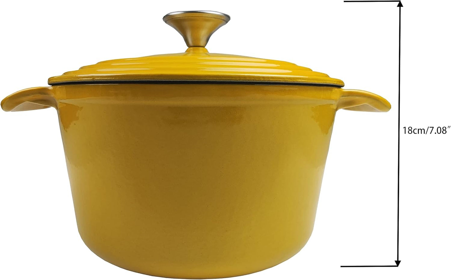 3.5 qt Enameled Cast Iron Dutch Oven, Dia. 8.5 inch with Lid, Yellow