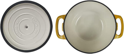 3.5 qt Enameled Cast Iron Dutch Oven, Dia. 8.5 inch with Lid, Yellow