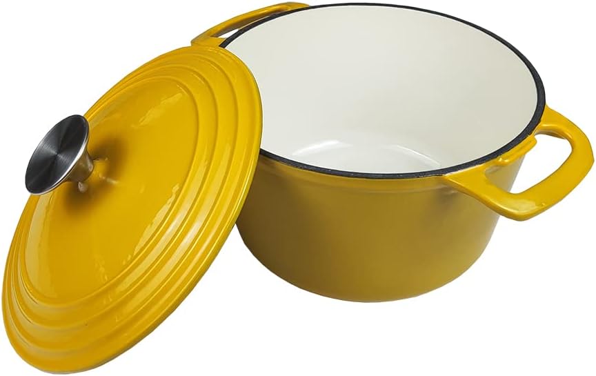 3.5 qt Enameled Cast Iron Dutch Oven, Dia. 8.5 inch with Lid, Yellow