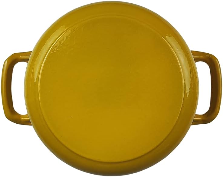 3.5 qt Enameled Cast Iron Dutch Oven, Dia. 8.5 inch with Lid, Yellow