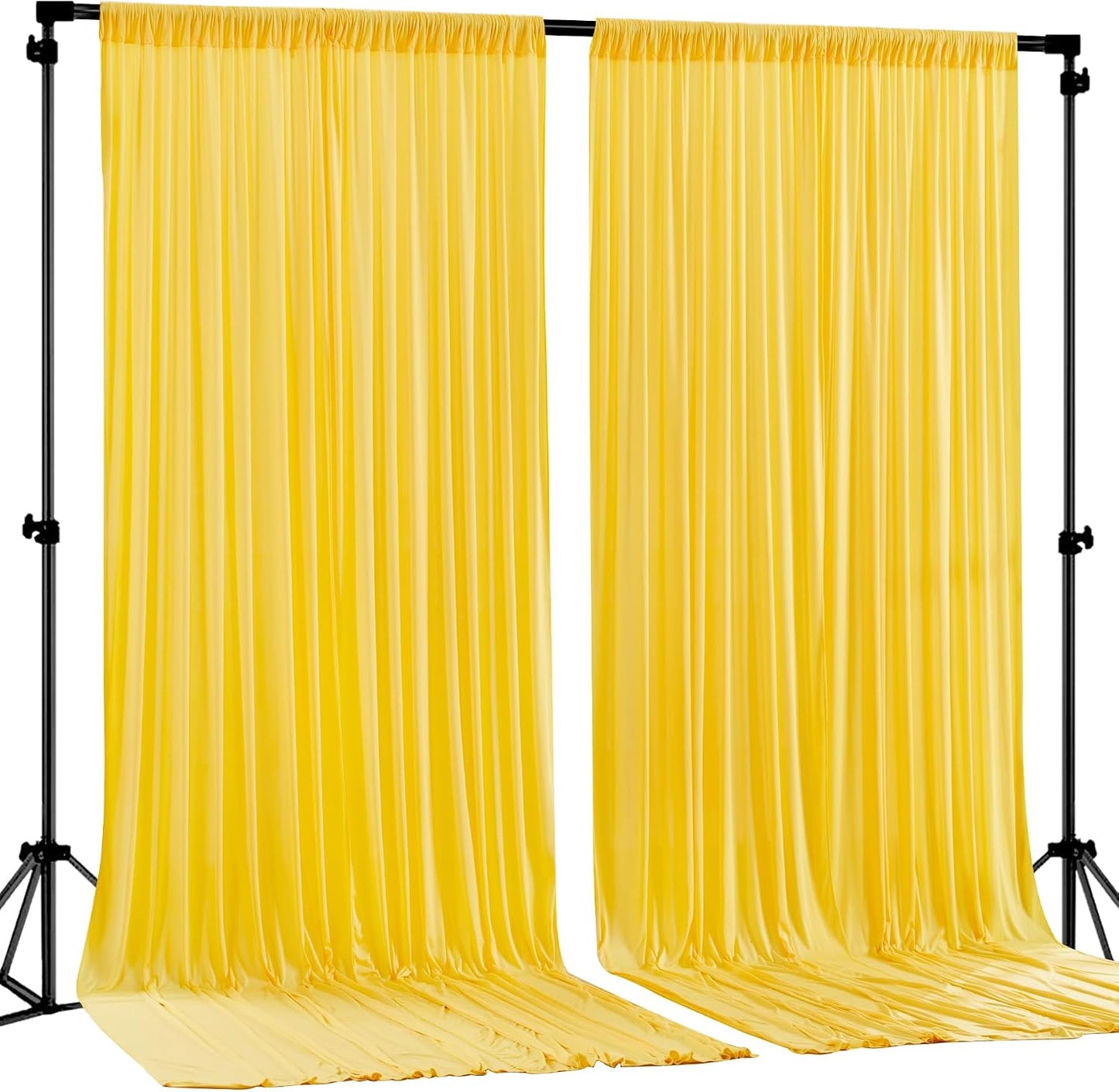 Yellow Backdrop Curtains-Wrinkle-Free Polyester Photography Drapes Party Curtain Background for Baby Shower Wedding Decorations- 8 X10FT (Yellow)