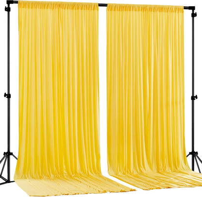 Yellow Backdrop Curtains-Wrinkle-Free Polyester Photography Drapes Party Curtain Background for Baby Shower Wedding Decorations- 8 X10FT (Yellow)