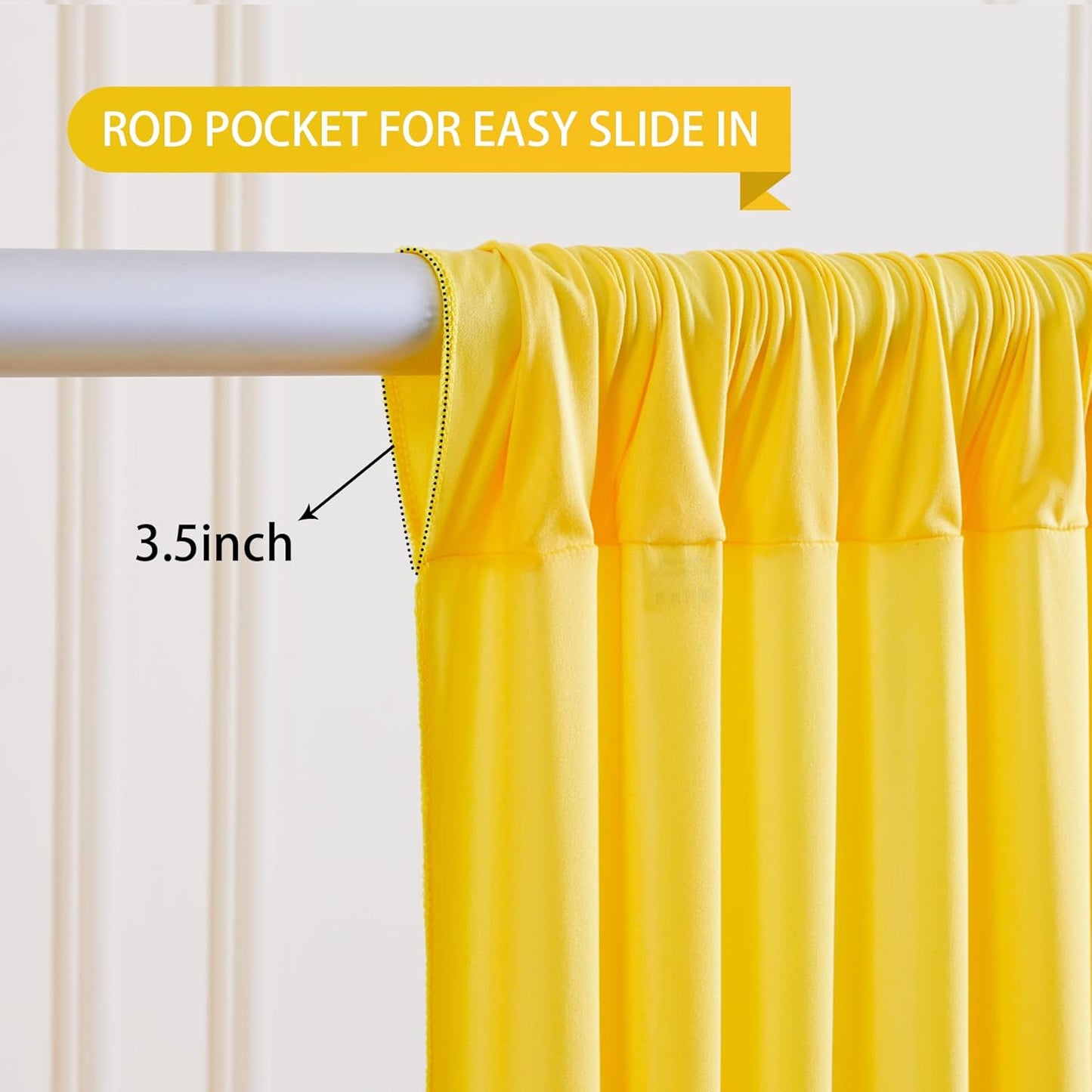 Yellow Backdrop Curtains-Wrinkle-Free Polyester Photography Drapes Party Curtain Background for Baby Shower Wedding Decorations- 8 X10FT (Yellow)
