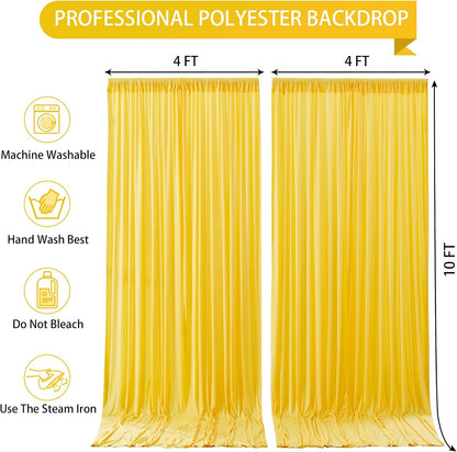 Yellow Backdrop Curtains-Wrinkle-Free Polyester Photography Drapes Party Curtain Background for Baby Shower Wedding Decorations- 8 X10FT (Yellow)