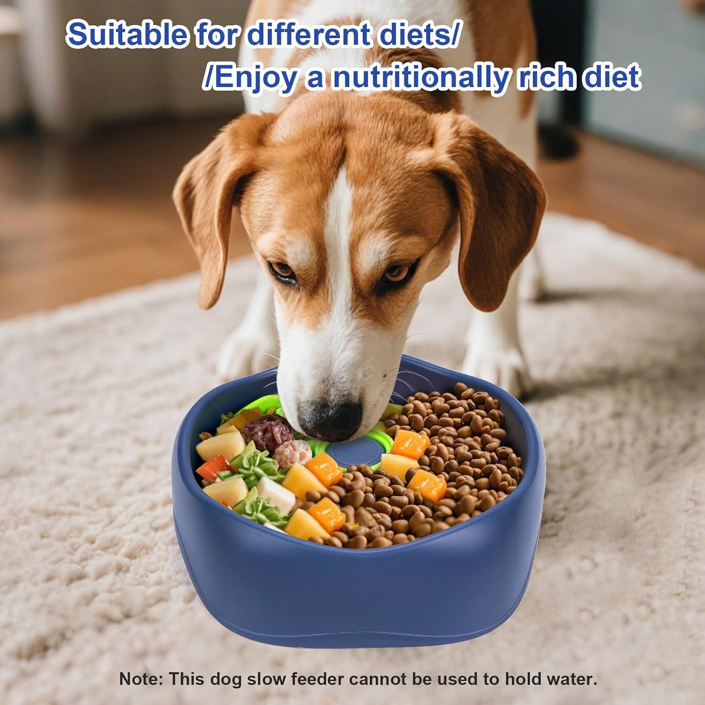 Rotating Puzzle Slow Feeder Fast Eater Dog Bowl Green Yellow | PP construction and 4 nonslip pads support kibble, wet food and small treats; dishwasher-safe design simplifies cleanup.