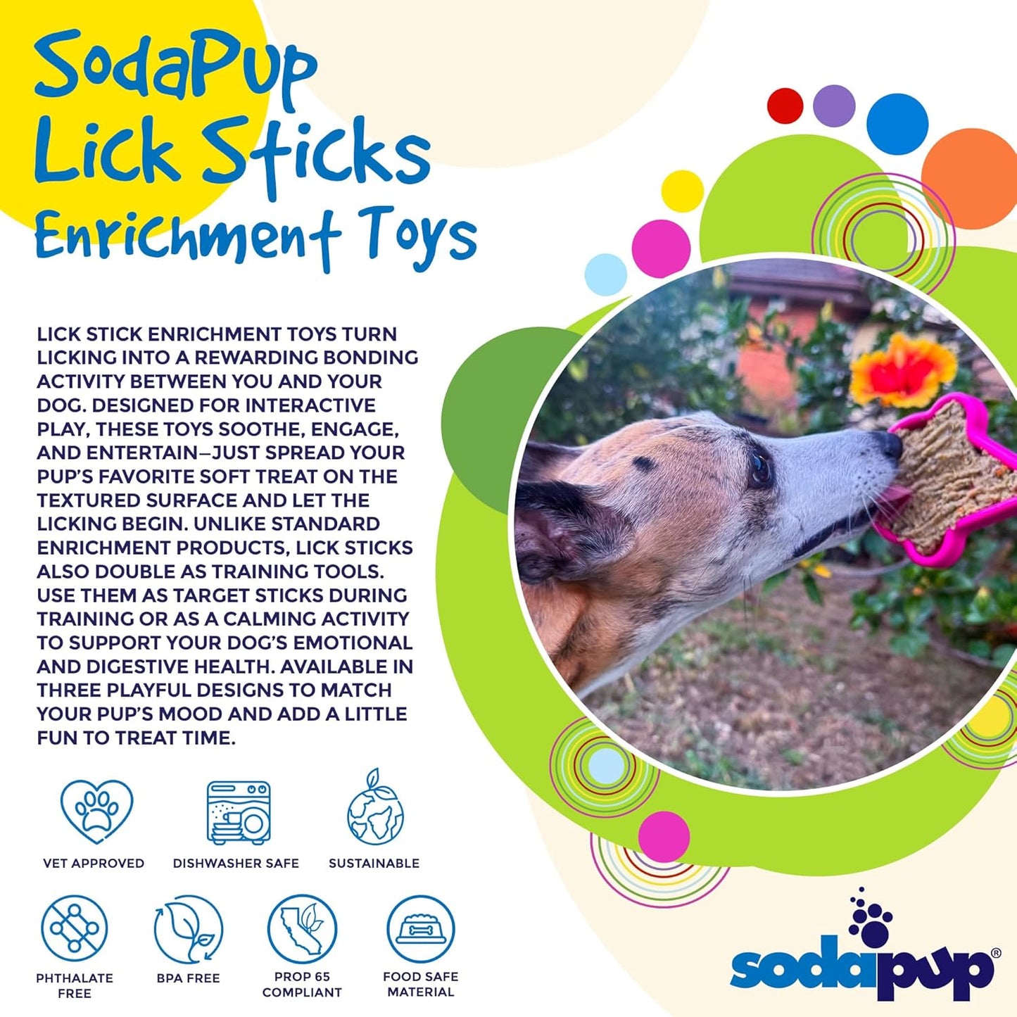 Lick Sticks eToy – Durable Interactive Enrichment Toy Made in USA from Non-Toxic, Pet-Safe, Food Safe Material for Bonding, Training, Calming, Mental Stimulation, Oral Health & More