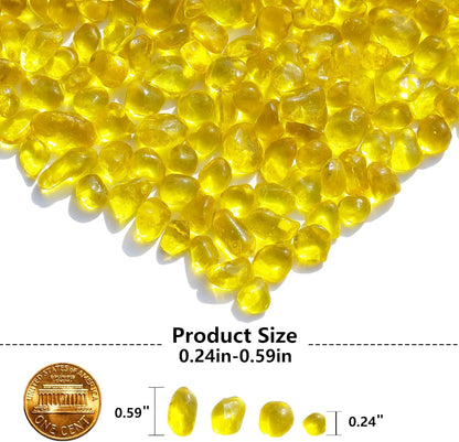 Sea Glass Stones, Yellow Clear Glass Pebbles Gemstones 0.9LB/14oz | Perfect for Aquarium Rocks, Fish Tank Gravel, Vase Fillers, DIY Crafts, and Home Decor