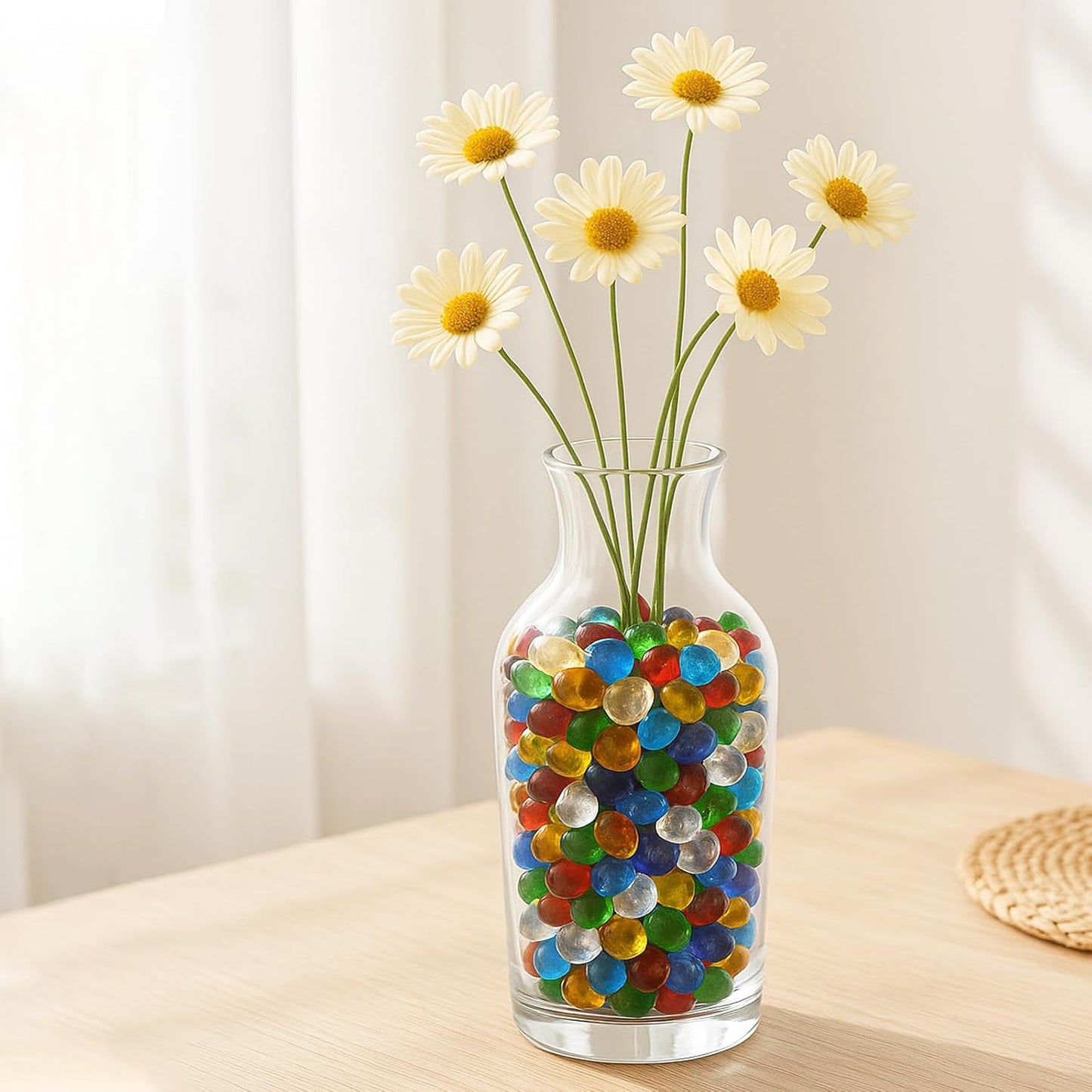 Sea Glass Stones, Yellow Clear Glass Pebbles Gemstones 0.9LB/14oz | Perfect for Aquarium Rocks, Fish Tank Gravel, Vase Fillers, DIY Crafts, and Home Decor