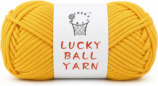 Yarn for Crocheting, 100g / 109 yd 70% Cotton 30% Nylon #5 Bulky Tube Yarn, Soft Crochet & Knitting Yarn for Bags, Hats, Socks, Sweaters, Blankets(Yellow)