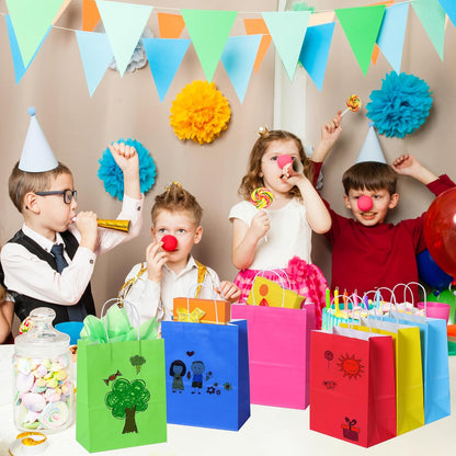 BLEWINDZ 32Pcs 10.6" Medium Gift Bags with Tissues, Paper Party Favor Bags with Handles, Rainbow Goodie Bag for Birthday, Wedding, Party Supplies