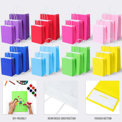 BLEWINDZ 32Pcs 10.6" Medium Gift Bags with Tissues, Paper Party Favor Bags with Handles, Rainbow Goodie Bag for Birthday, Wedding, Party Supplies