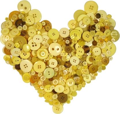 600-700 pcs Round Resin Buttons Assorted Sizes for Crafts Sewing DIY Manual Button Painting DIY Handmade Ornament Buttons, 2 Holes and 4 Holes (Yellow)