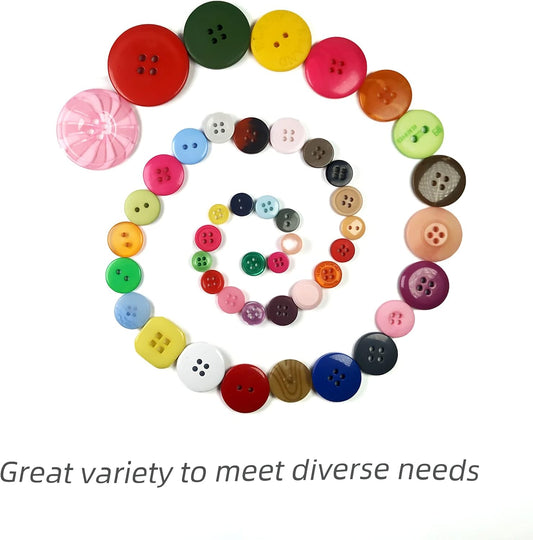 600-700 pcs Round Resin Buttons Assorted Sizes for Crafts Sewing DIY Manual Button Painting DIY Handmade Ornament Buttons, 2 Holes and 4 Holes (Yellow)