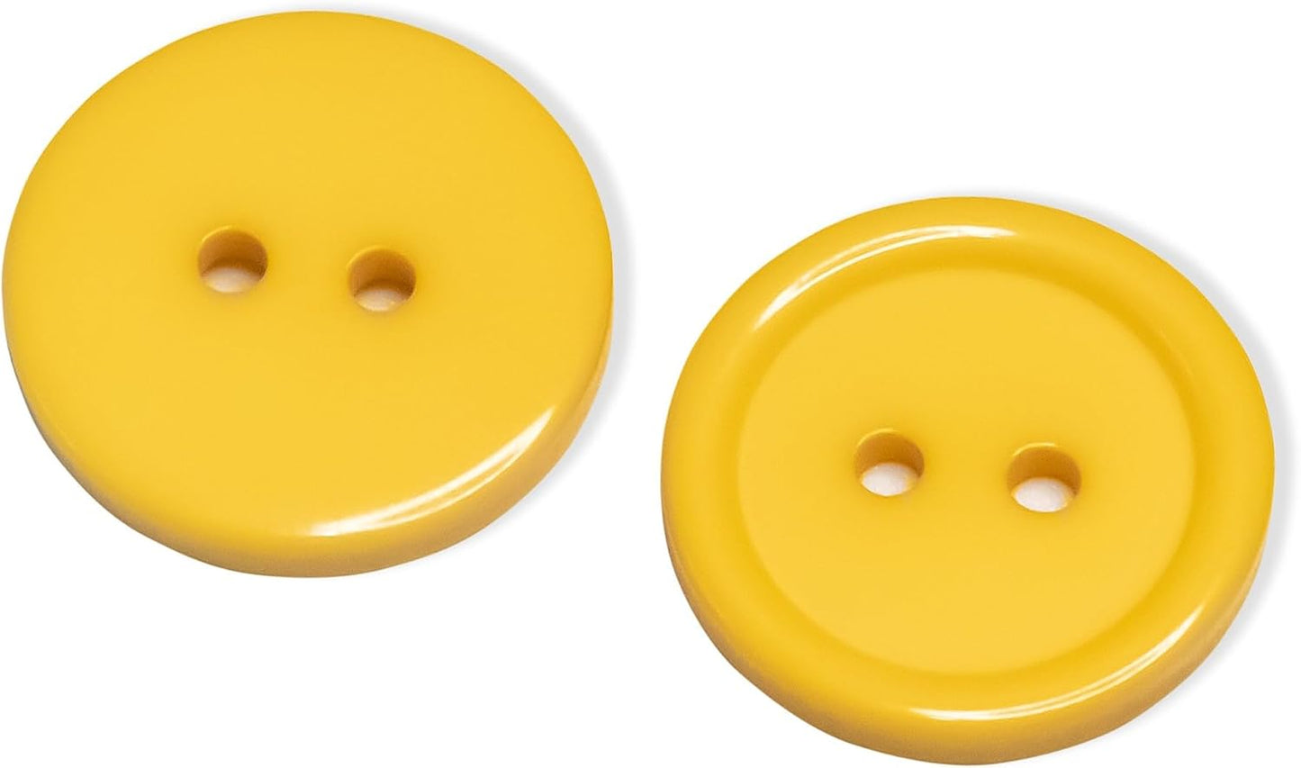 50 pcs Yellow Buttons for Sewing 0.8 inch Round Buttons 2 Hole 32L Plastic Decorative Bulk 20mm Size Ideal for Clothes Sewing Pants Suit Dress Crafts Supplies DIY Art Projects Replacement