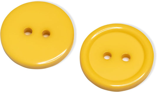 50 pcs Yellow Buttons for Sewing 0.8 inch Round Buttons 2 Hole 32L Plastic Decorative Bulk 20mm Size Ideal for Clothes Sewing Pants Suit Dress Crafts Supplies DIY Art Projects Replacement
