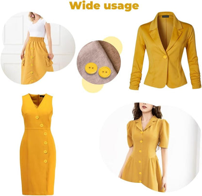 50 pcs Yellow Buttons for Sewing 0.8 inch Round Buttons 2 Hole 32L Plastic Decorative Bulk 20mm Size Ideal for Clothes Sewing Pants Suit Dress Crafts Supplies DIY Art Projects Replacement