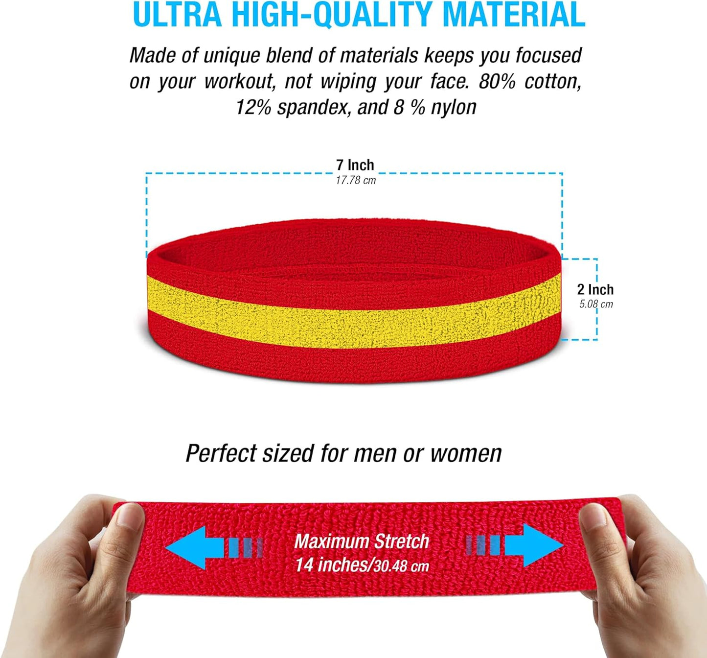 Striped Sweatband Set, Moisture Wicking 2 Wristbands and 1 Headband, Breathable Athletic Sweat Bands for Sports, Costumes & Cosplay, Matching Bands to Wear with Jersey