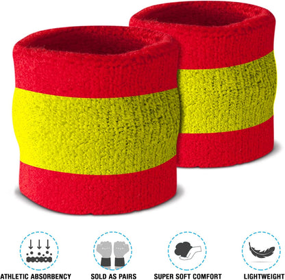 Striped Sweatband Set, Moisture Wicking 2 Wristbands and 1 Headband, Breathable Athletic Sweat Bands for Sports, Costumes & Cosplay, Matching Bands to Wear with Jersey