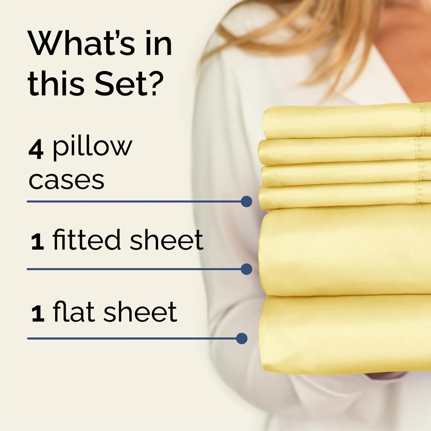 Queen 6 Piece Sheet Set - Comfy Breathable & Cooling - Ultra Soft Hotel Luxury Bedding Set w/ 8-16 Inch Deep Pockets - 1 Flat & 1 Fitted Sheet & 4 Pillowcases - Cozy, Wrinkle Free & Easy Care - Yellow