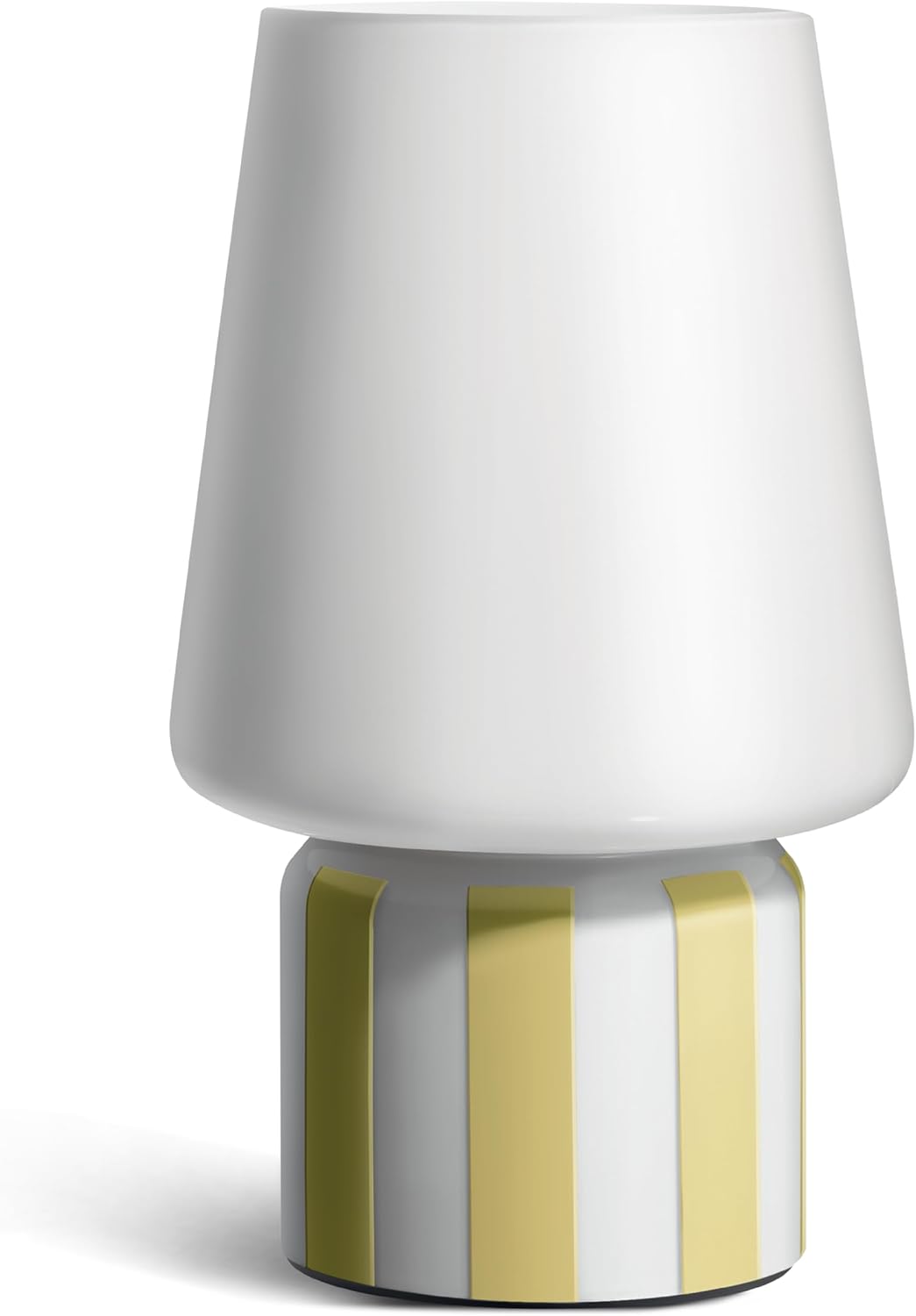 Glass LED Lamp – Warm White Light, Battery Operated (3AA) – Elegant Home Décor, Yellow Stripe