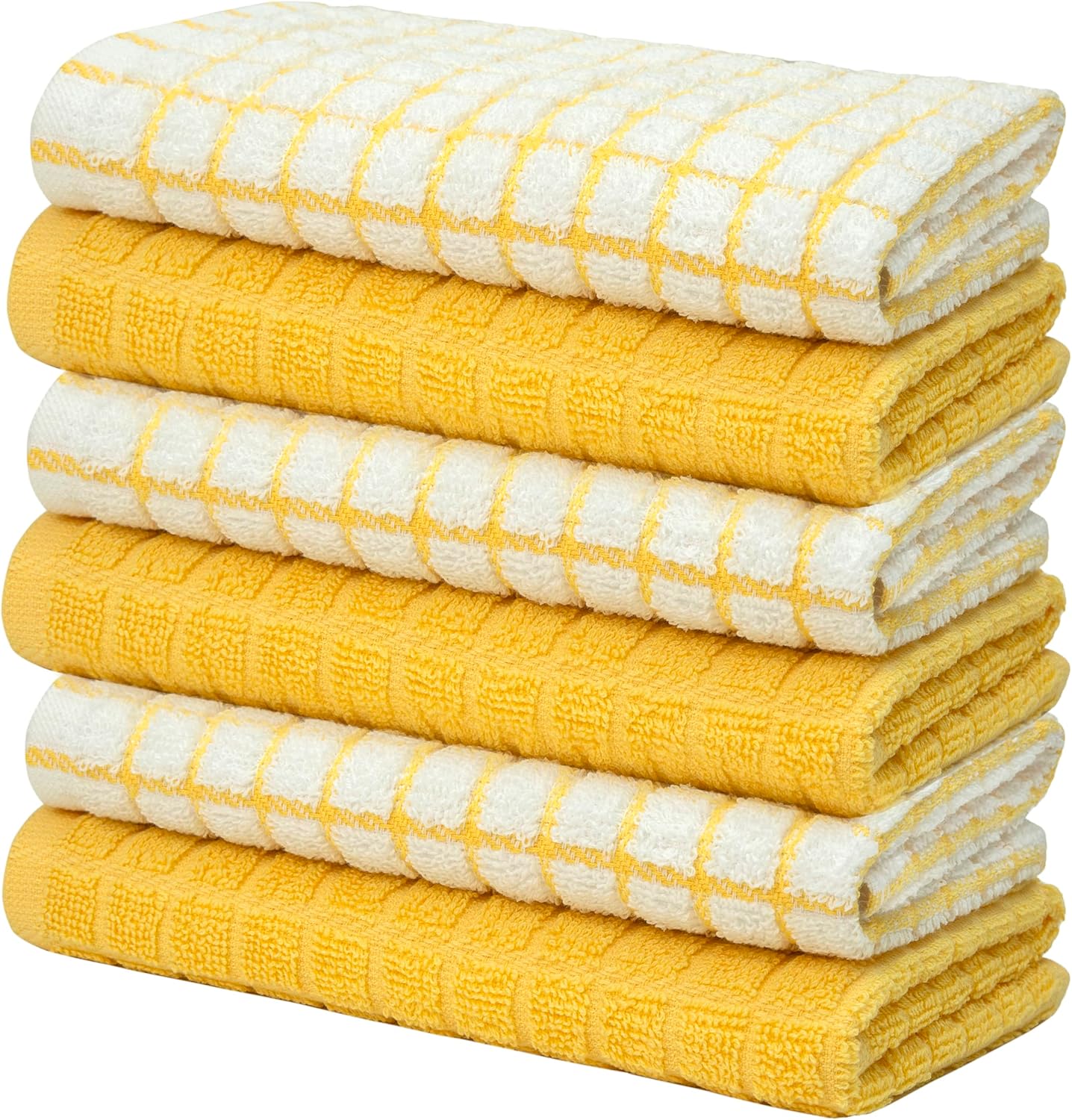 Bumble Kitchen Towels (6 Pack) | 16" x 28" | 100% Cotton Dish Towels for Kitchen | 380 GSM | Soft, Highly Absorbent & Durable Dish Towels with Hanging Loop | Yellow