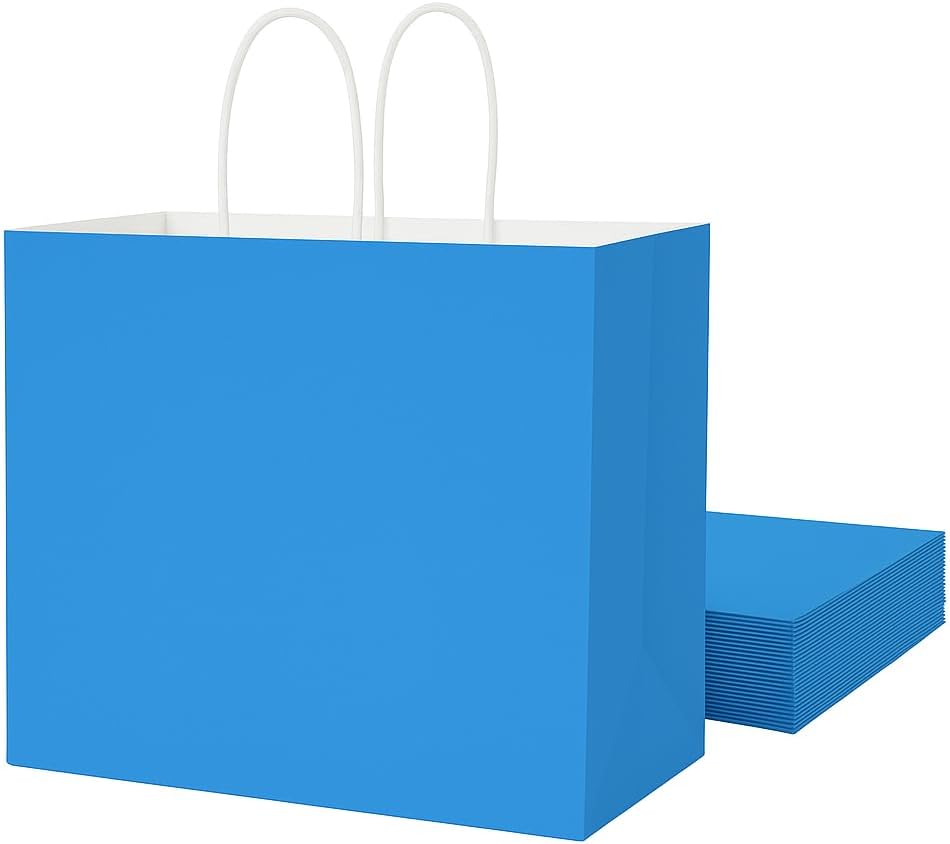 Yellow Gift Bags with Handles, 13x10x5.5 Inch Large Paper Bags for Birthday Party Wedding Shopping, 25 Pack