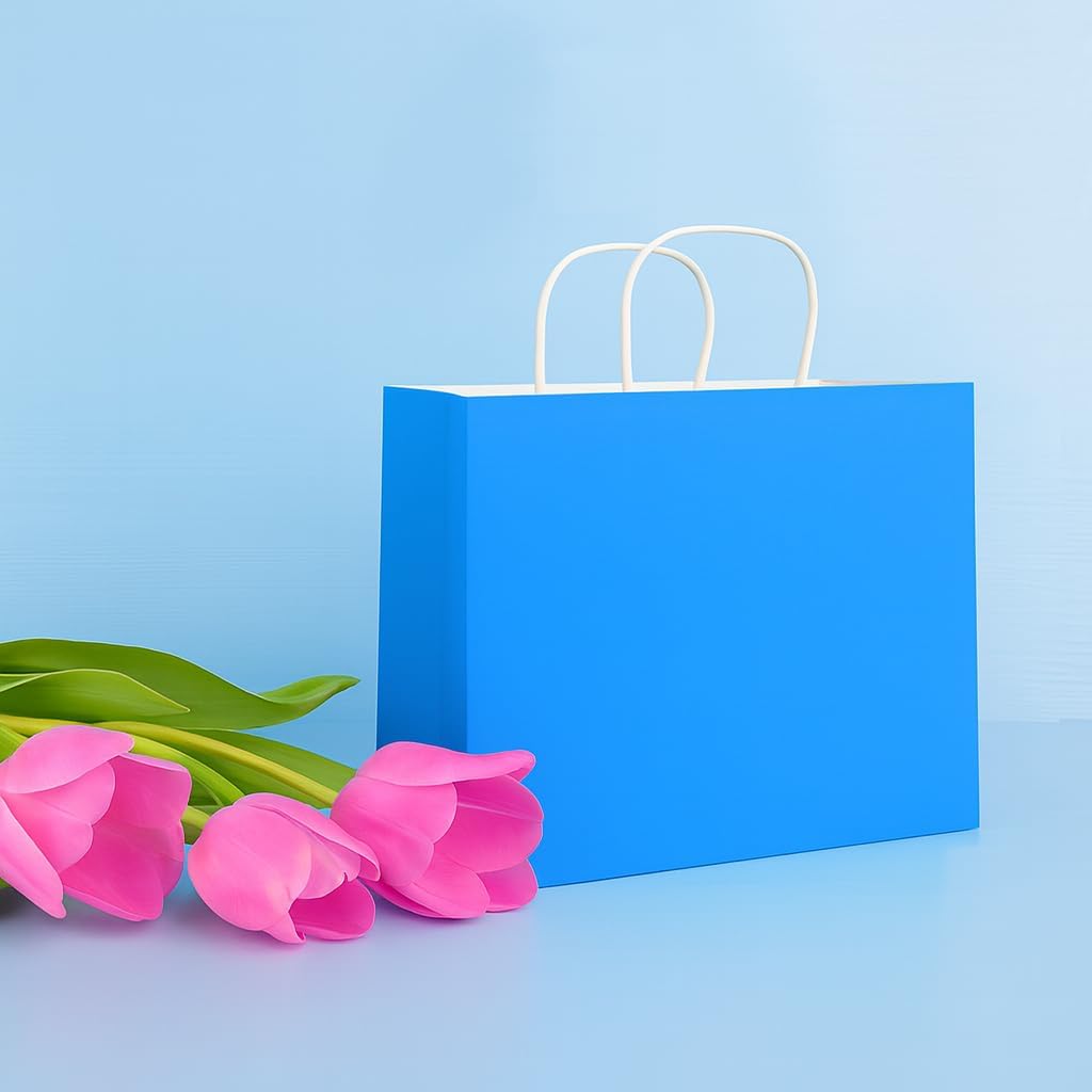 Yellow Gift Bags with Handles, 13x10x5.5 Inch Large Paper Bags for Birthday Party Wedding Shopping, 25 Pack