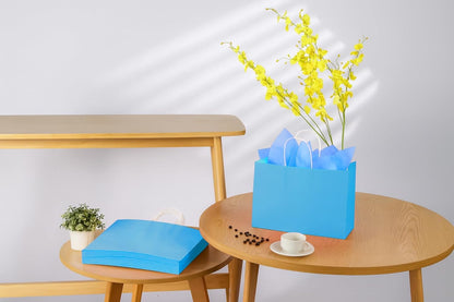 Yellow Gift Bags with Handles, 13x10x5.5 Inch Large Paper Bags for Birthday Party Wedding Shopping, 25 Pack